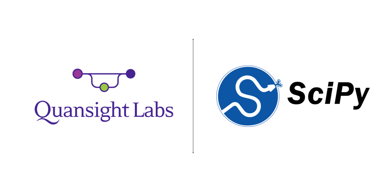 The picture displays a logo of Quansight Labs on the left and a logo of SciPy on the right. It signifies the primary purpose of the project at Quansight Labs to re-engineer the GitHub Actions CI for the SciPy and lay down the further scope for developing an entire CI matrix for build, test and release.