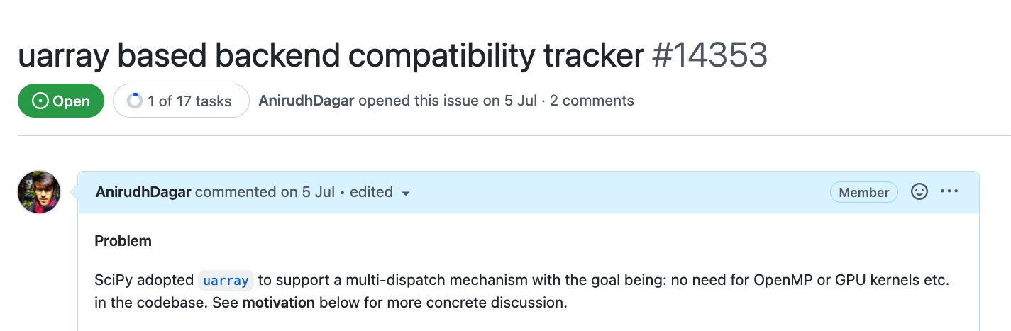 SciPy: uarray compatibility tracker