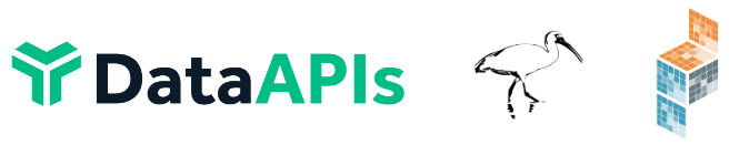 Logos of Data APIs, Ibis and PyData Sparse.